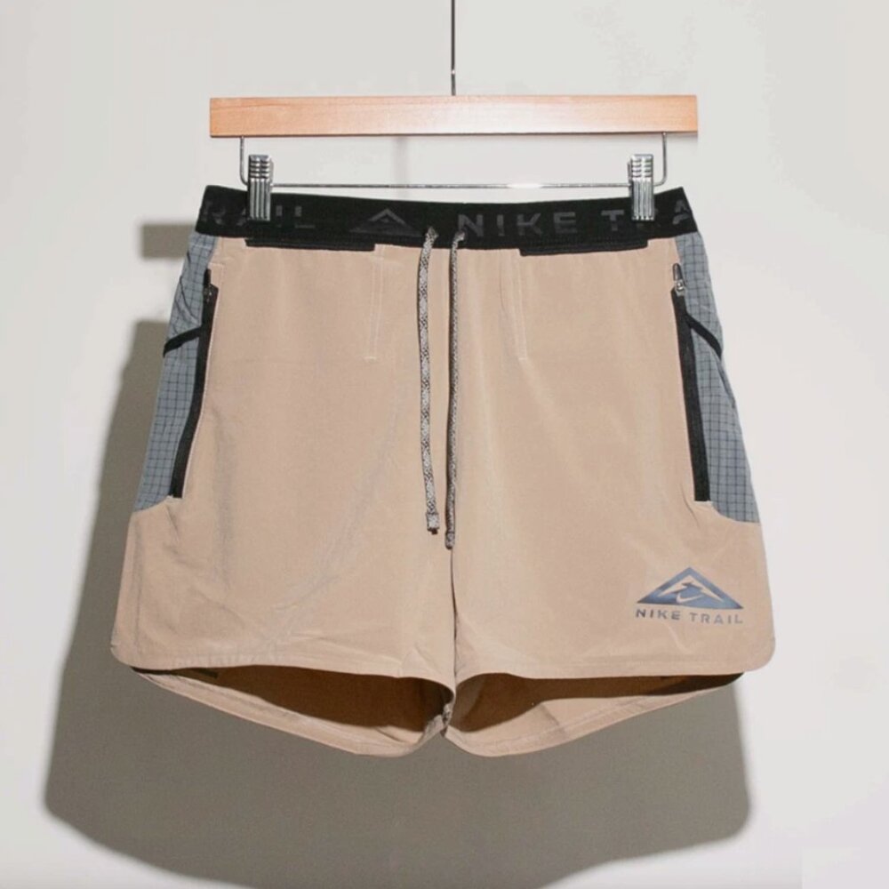 Nike Trail Second Sunrise Men Dri-FIT 5" Brief-Lined Running Short Khaki Gray S